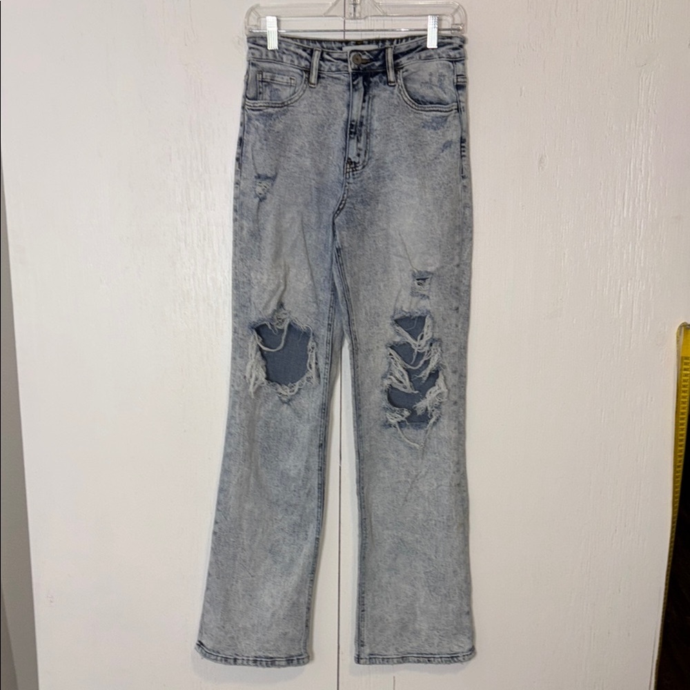 VERVET LOS Angeles distressed acid wash jeans stretchy wide leg size 28.